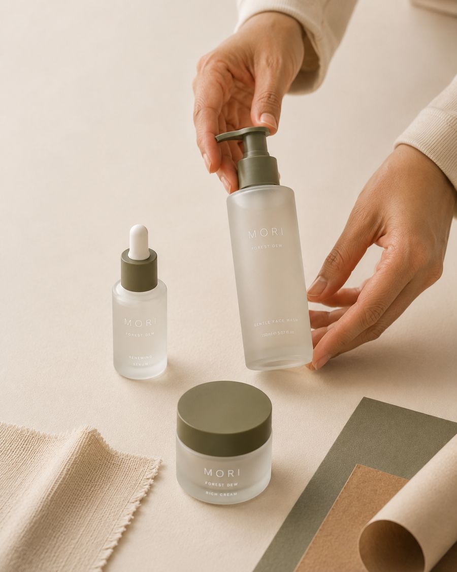 Materials and packaging arranged by hand